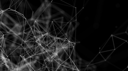 abstract background lines and dots white on a black background technological network background