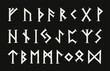 © Handdraw - The Elder Futhark runes. Old Germanic occult alphabet. Serif runes type.