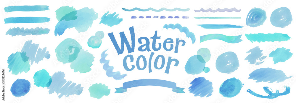 水彩 にじみ カラフル リボン 罫線 見出し インク テクスチャー 線 濁り 円 丸 虹色 混色 淡い 混ざり グラデーション 色とりどり 鮮やか 色