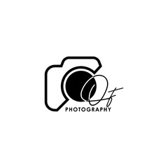 Sticker - Initial Letter OF with camera. Logo photography simple luxury vector.