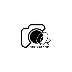 Sticker - Initial Letter OS with camera. Logo photography simple luxury vector.