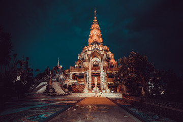 Buddhist temple Wat Phra Thart Pha Sorn Kaew in Thailand on nature background. Beautiful Landmark of Asia. Asian culture and religion