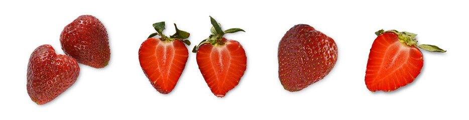  Fresh ripe strawberries, half and sliced strawberries