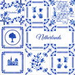 Watercolor seamless patterns with dutch ornaments. floral elements and decorations. Netherlands tiles 