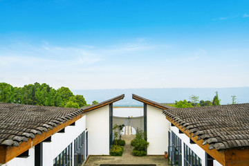 Wall Mural - Tea plantation on the top of the mountain