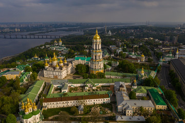 Wall Mural - Aerial view of Kiev Pechersk Lavra illuminated by the sunset rays of the sun, Kyiv, Ukraine