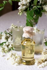 Wall Mural - syrup of white acacia flowers. organic Edible flowers. foraging