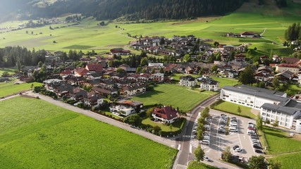 Wall Mural - Aerial view of Dobbiaco in summer season, Italian Alps