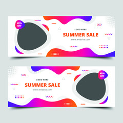 Abstract geometric horizontal social media cover and web banner premium template