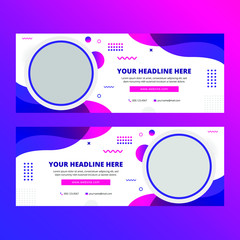 Wall Mural - Abstract geometric horizontal social media cover and web banner premium template