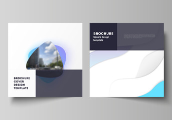 Poster - the minimal vector illustration layout of two square format covers design templates for brochure, fl