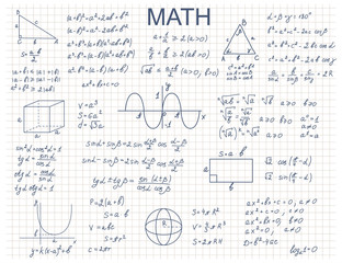 Wall Mural - Doodle Math Algebra Concept Contour Linear Style. Vector