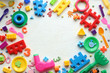 © dyageleva - Children's toys and accessorieson a White background.view from above