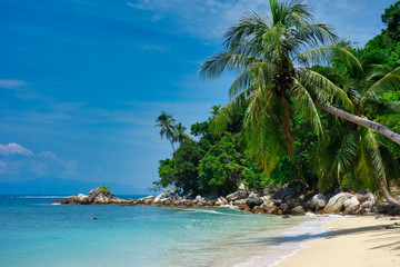  Tropical and empfty looking dream beach in Malaysia for holiday