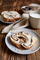 Wall Mural - Delicious slices of chocolate Babka bread