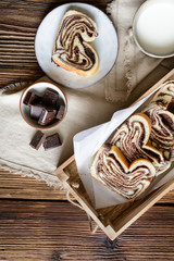 Wall Mural - Delicious slices of chocolate Babka bread