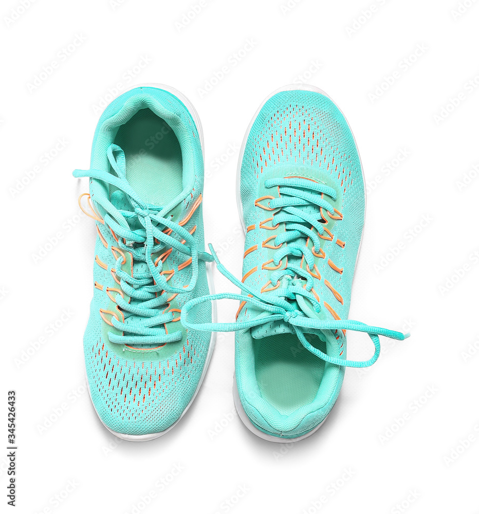 Pair of sport shoes on white background