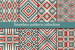 © funkyplayer - Ethnic seamless pattern collection. Folk backgrounds set. Eclectic prints. Geometric motif. Boho chic geo vector bundle