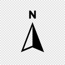 North Arrow Icon N Direction Vector Point Symbol, Isolated On Transparent Background. Vector EPS 10