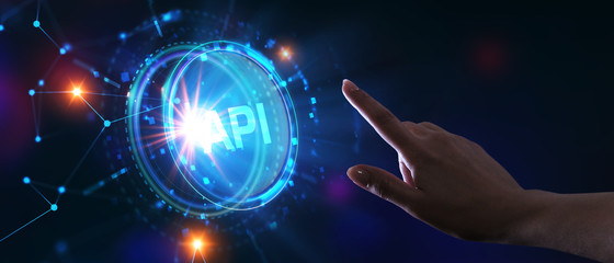 API - Application Programming Interface. Software development tool. Business, modern technology, internet and networking concept
