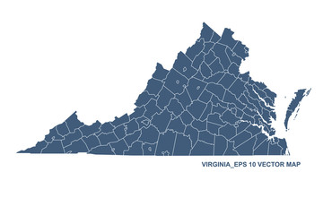 Wall Mural - virginia map. vector map of virginia, U.S. states.