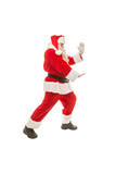 Fototapeta Sport - Santa Claus in a fighting stance on a white background