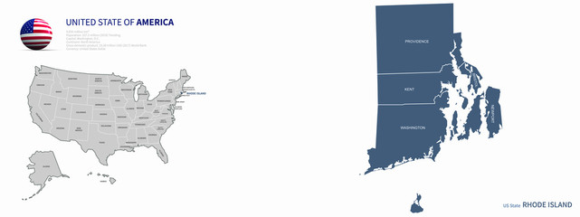 Sticker - rhode island map. vector map of rhode island, U.S states.