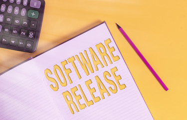 Wall Mural - conceptual hand writing showing software release. concept meaning sum of stages of development and m
