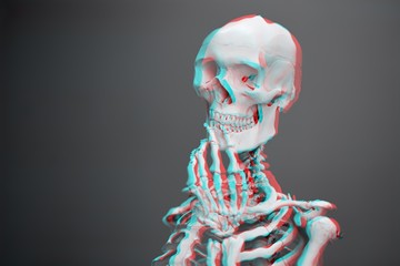 Wall Mural - beautiful shot of a skeleton isolated on a gray background with a 3d effect