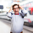 © borjandreu - Man wearing a red bow tie. Looking crazy.
