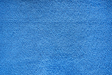 Microfiber Towel Blue Terry Texture Swatch. Fabric Texture Background. Cleaning Service. Macro Object.