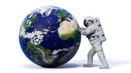 Wall Mural - astronaut and planet earth, world of the solar system
