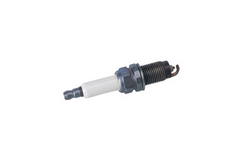 old spark plug for a car, on a white background