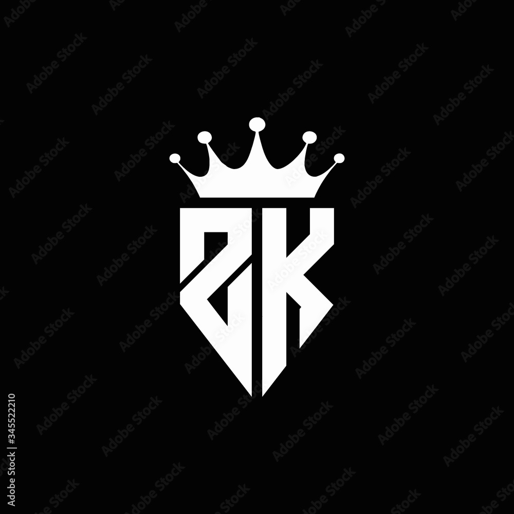 ZK logo monogram emblem style with crown shape design template Stock ...