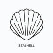 Seashell line icon. Vector outline illustration of scallop. Marine clam pictorgam
