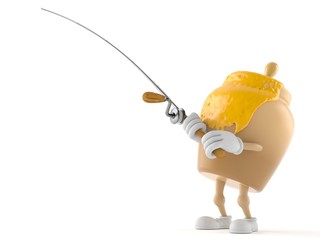 Wall Mural - Honey jar character with fishing rod