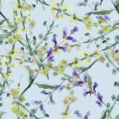 Wall Mural - Field Flowers Seamless Pattern