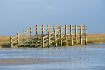 Sticker - Holzpodest am Strand, St. Peter-Ording, Schleswig-Holstein, Deutschland, Europa