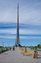 Moscow, Russia - May, 2019: Monument To The Conquerors Of Space In Moscow