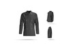 Blank black chef jacket with buttons mock up, different views