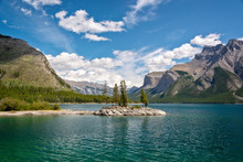 Lake Minnewanka In Banff National Park, Alberta, Rocky Mountains, Canada