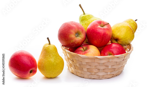 Cuadros en Lienzo Apples and pears in a wicker basket