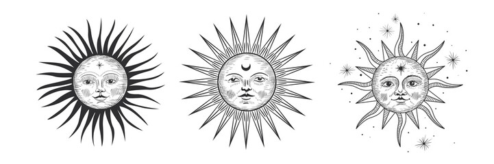 Wall Mural - vector illustration set of moon phases. different stages of moonlight activity in vintage engraving 