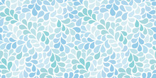 Vector Seamless Pattern With Blue Drops. Abstract Floral Background In Blue Tones. Stylish Monochrome Texture.
