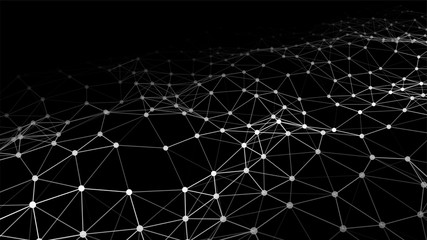 Leinwandbilder - Network connection structure.Low poly shape with connecting dots and lines on dark background.Vector illustration. Big data visualization.