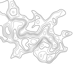 Poster - Vector contour topographic map. Black lines on white background.