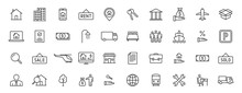 Set Of 40 Real Estate Web Icons In Line Style. Rent, Building, Agent, House, Auction, Realtor. Vector Illustration.