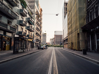 Naklejka na meble View of the empty streets in Milan, Italy because of coronavirus outbreak and city lockdown