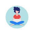 © Alex Perazzoli - Girl sitting with laptop - Vector flat illustration.