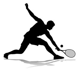 Wall Mural - A tennis player man male sports person in silhouette